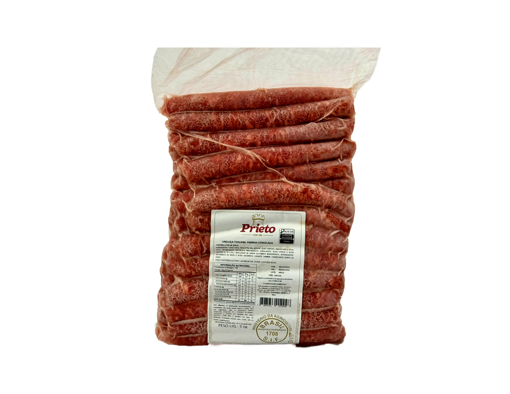 LINGUIÇA TOSCANA FININHA CONGELADA PRIETO 5 KG (CX 2 PCT)